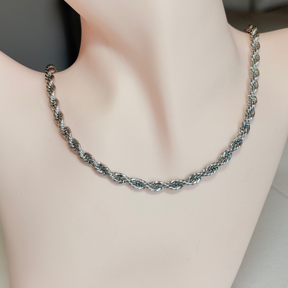 Classic Silver Rope Chain Necklace
